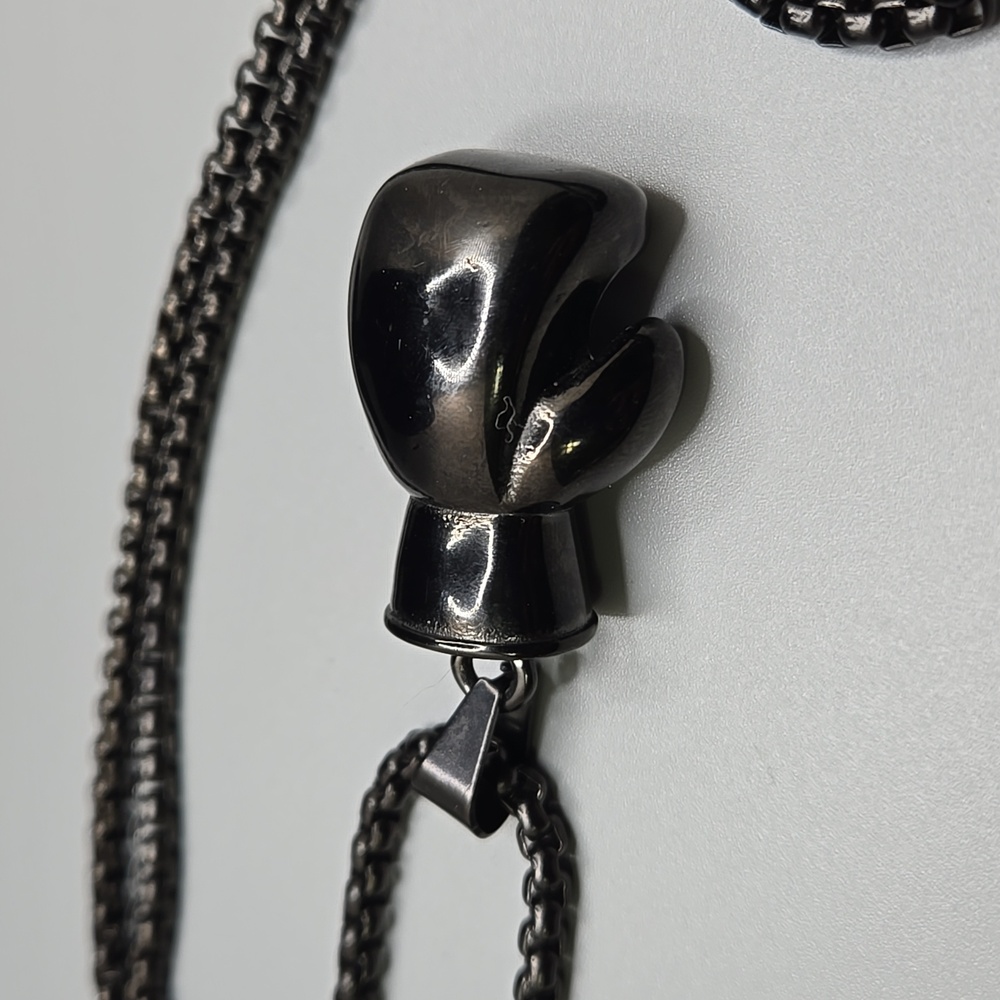Boxing Glove Necklace Heavy Metal Pendant on Loop to Loop Chain 🥊 🥸